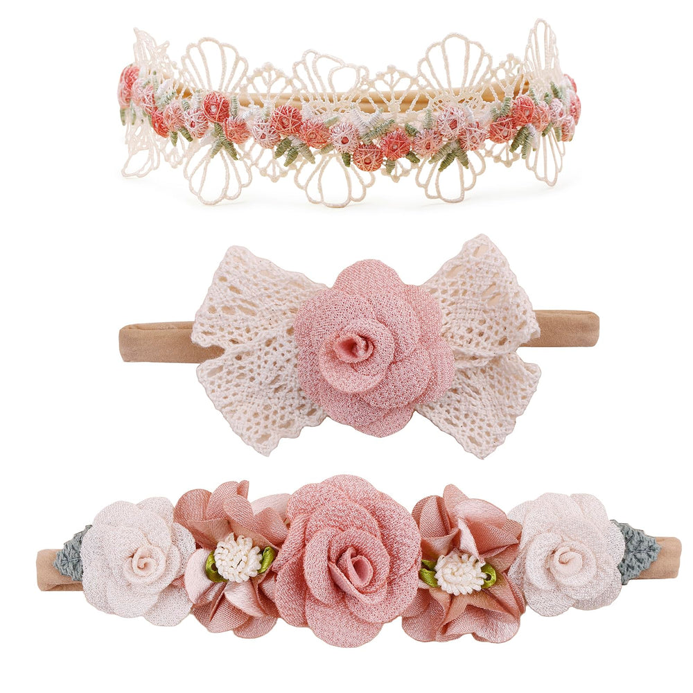 Cherrboll floral nylon headbands offer soft comfort for newborns.