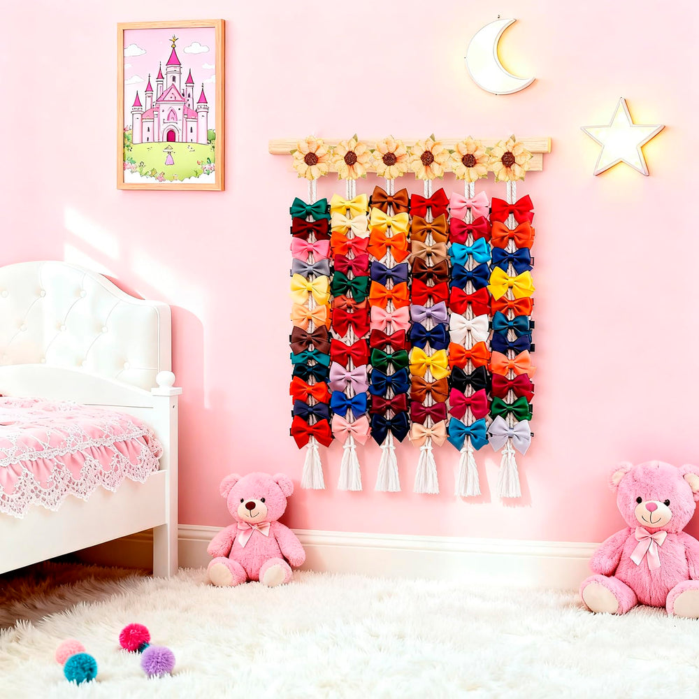 Cherrboll bows display set presents clips neatly for quick selection.