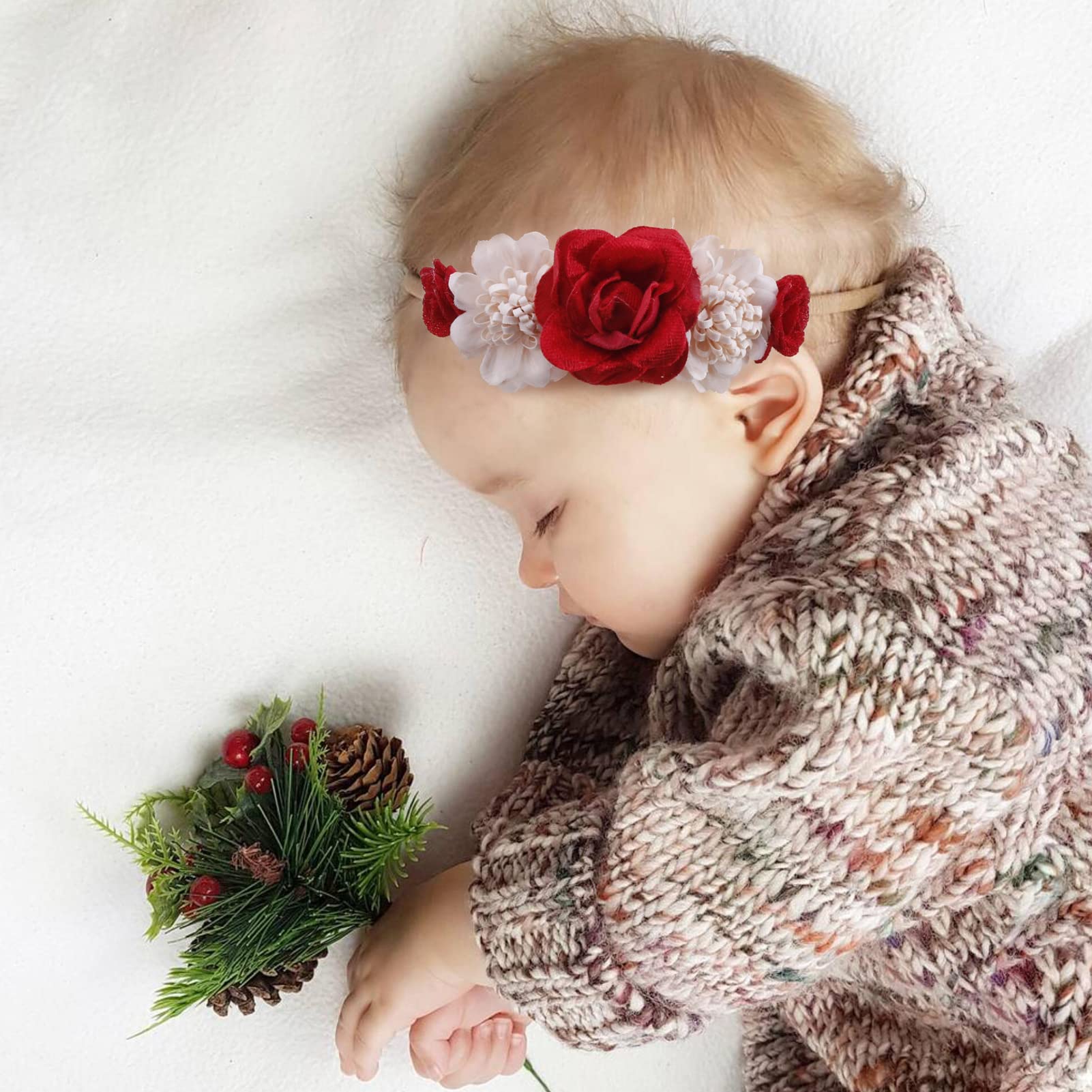 Cherrboll red floral headband, versatile accessory for photos and parties.