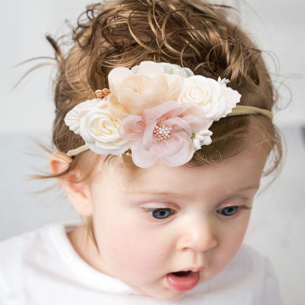 Cherrboll elastic headbands growth stage, stretches through newborn to toddler.