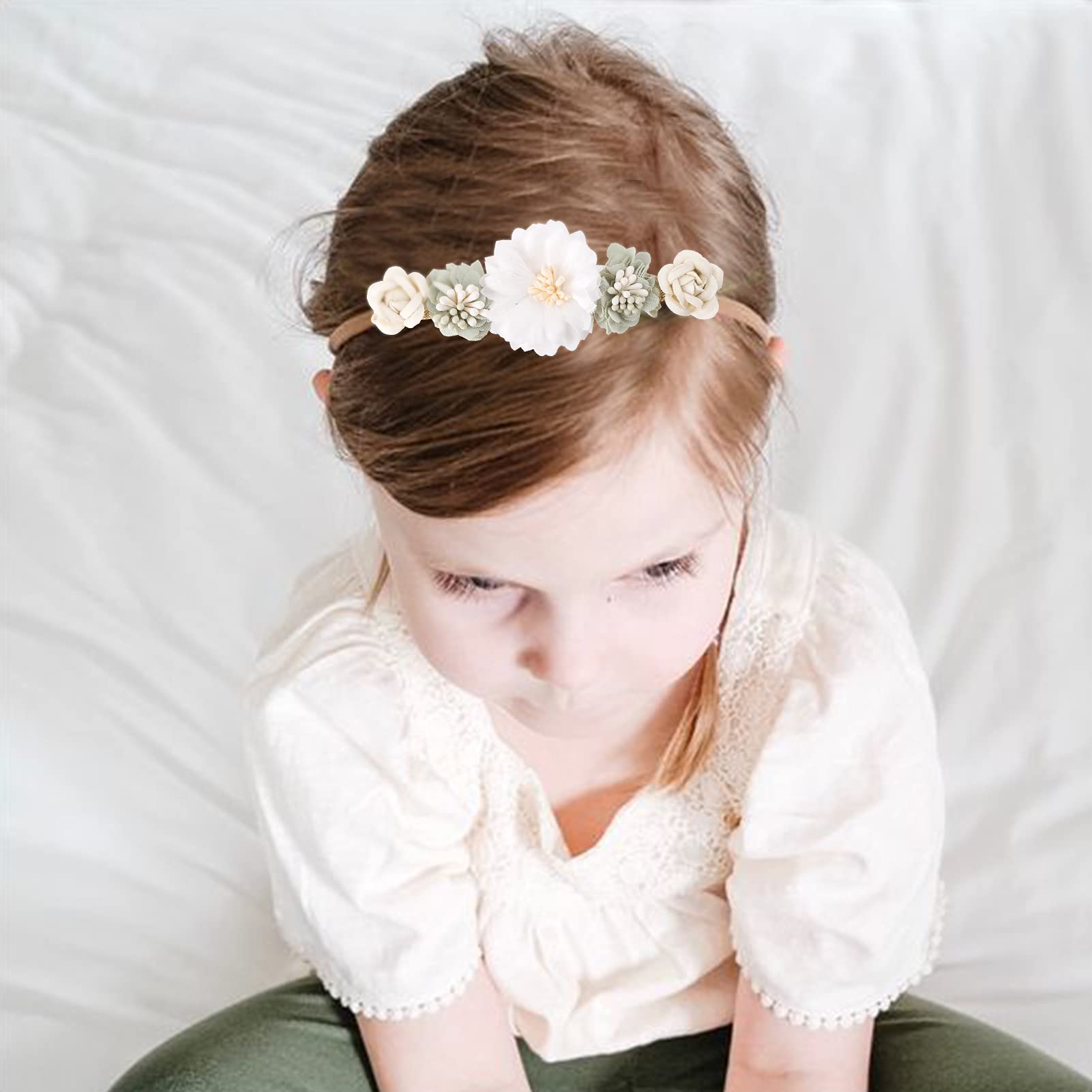 Cherrboll elastic multicolor headbands shown on a toddler for everyday outfits.