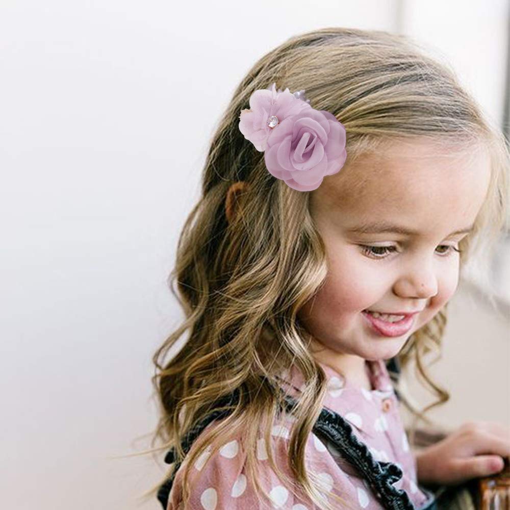 Cherrboll blue flower hair clip set adds vibrant contrast