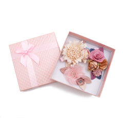 Cherrboll cream flower clip with soft fabric for fine hair styling.