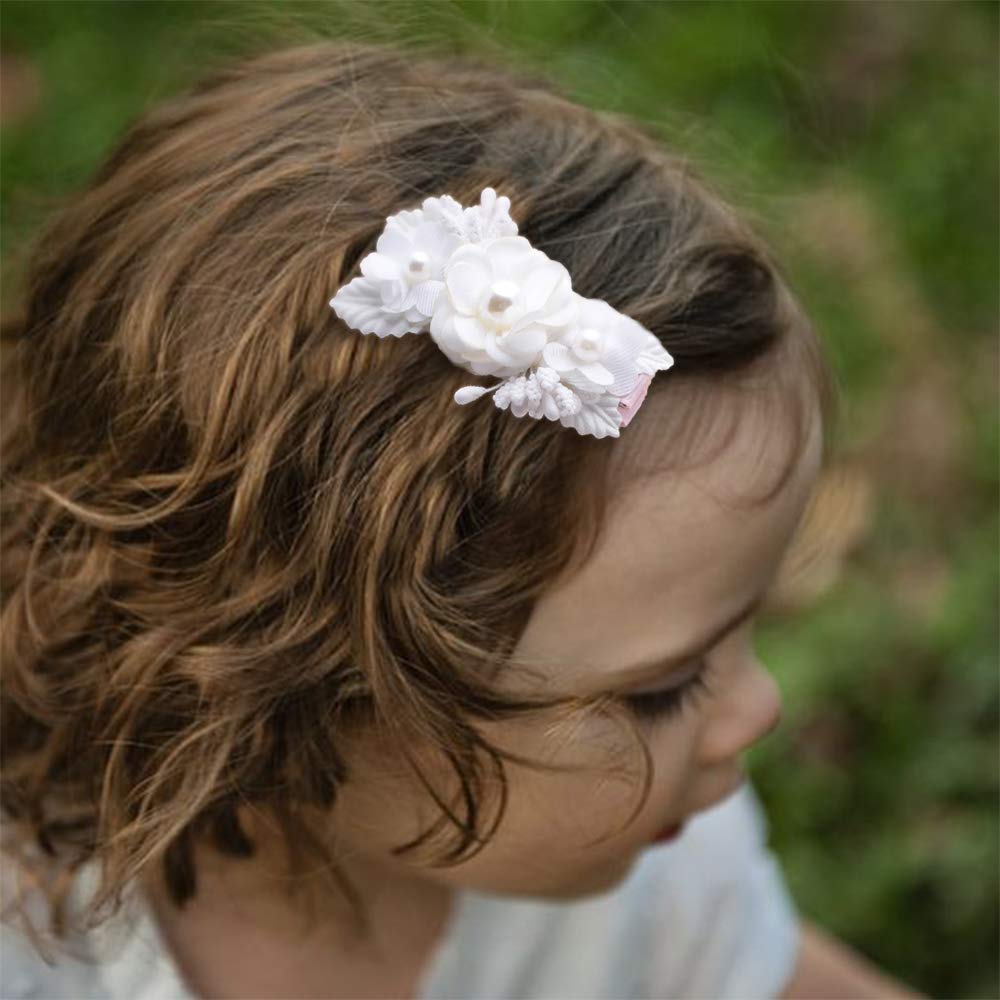Cherrboll ivory pearl flower clip for delicate newborn photos