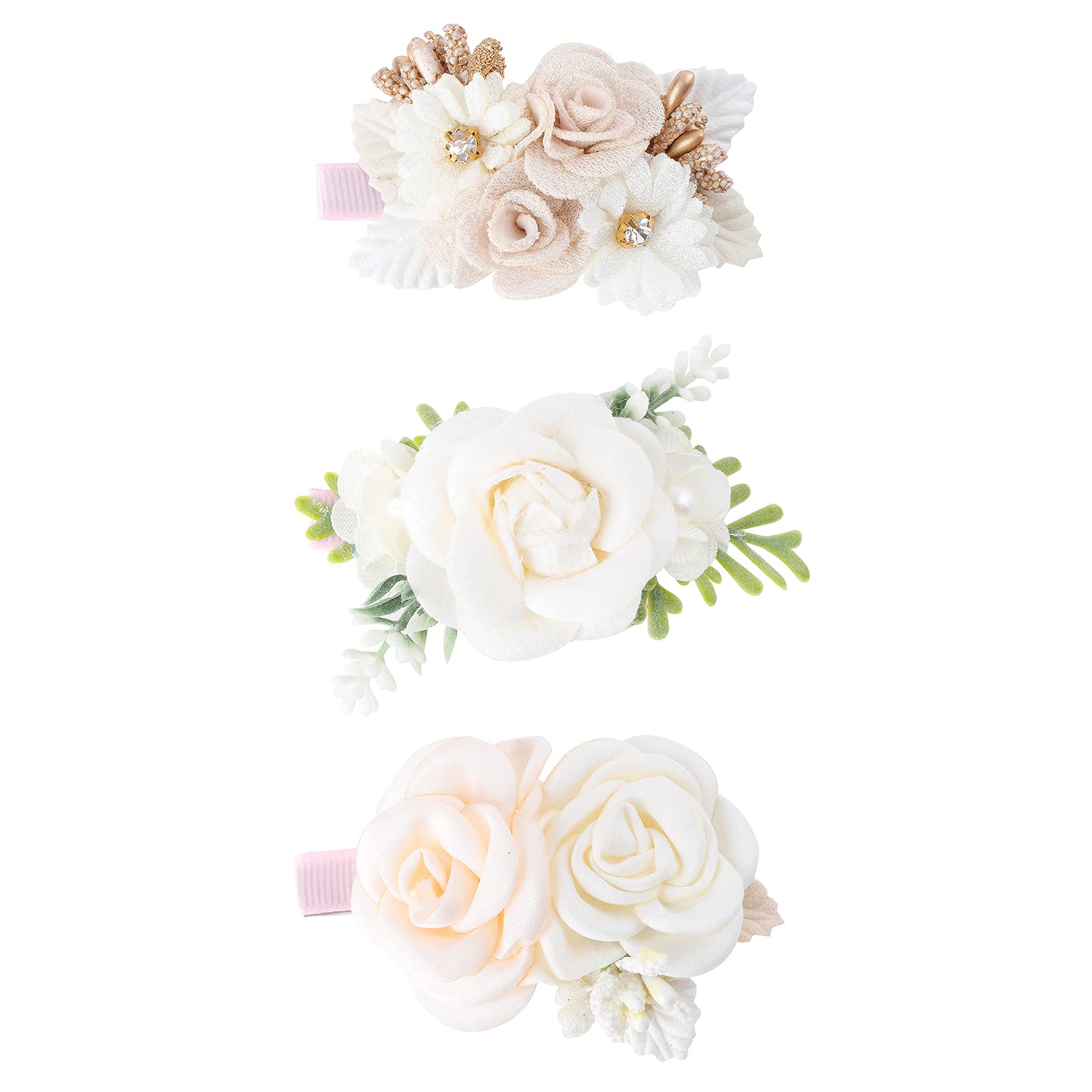 Cherrboll pink flower hair clip with petal detail for newborns, gentle hold.
