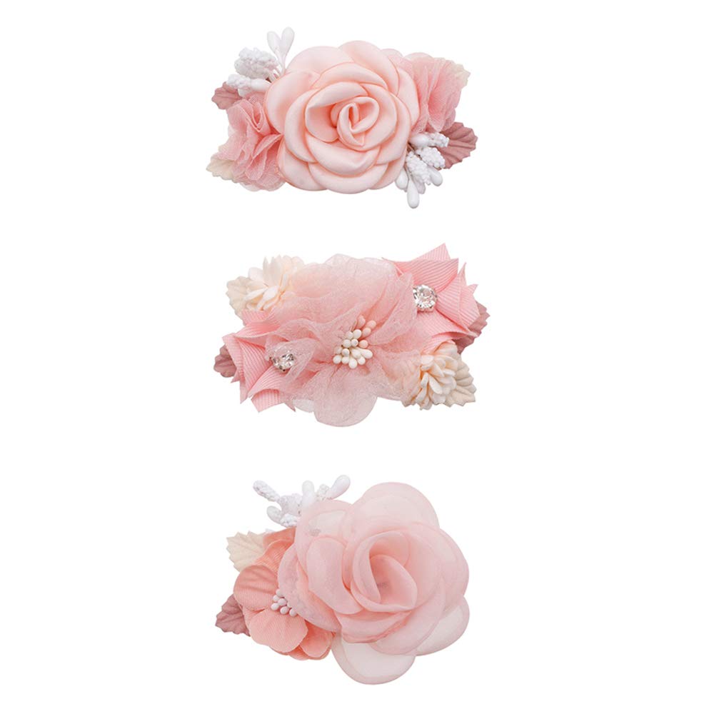 Cherrboll pink flower hair clip on a baby girl, soft and lightweight