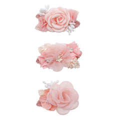 Cherrboll pink flower hair clip on a baby girl, soft and lightweight