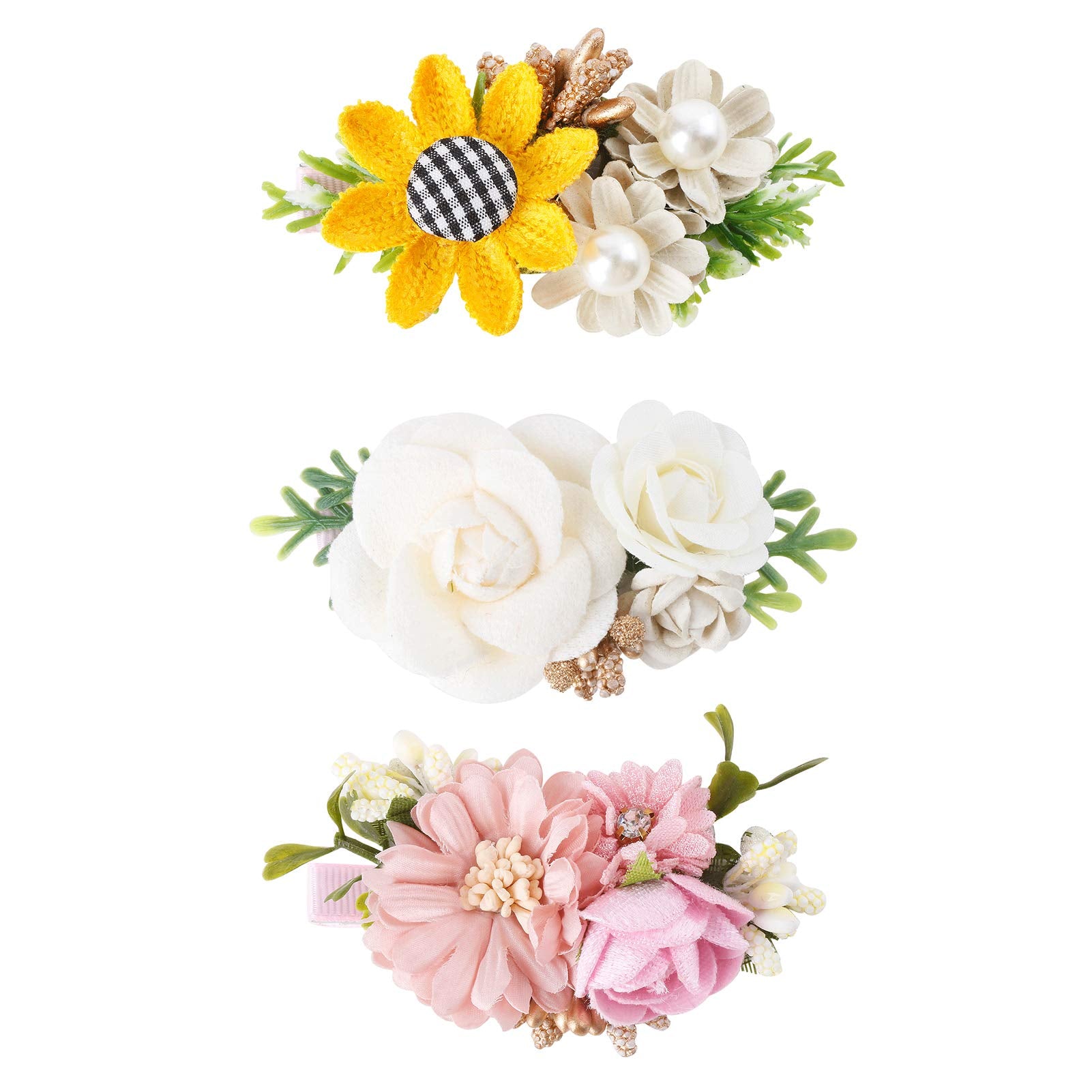 Cherrboll flower hair clip set in pink gift box, ready as a baby gift.