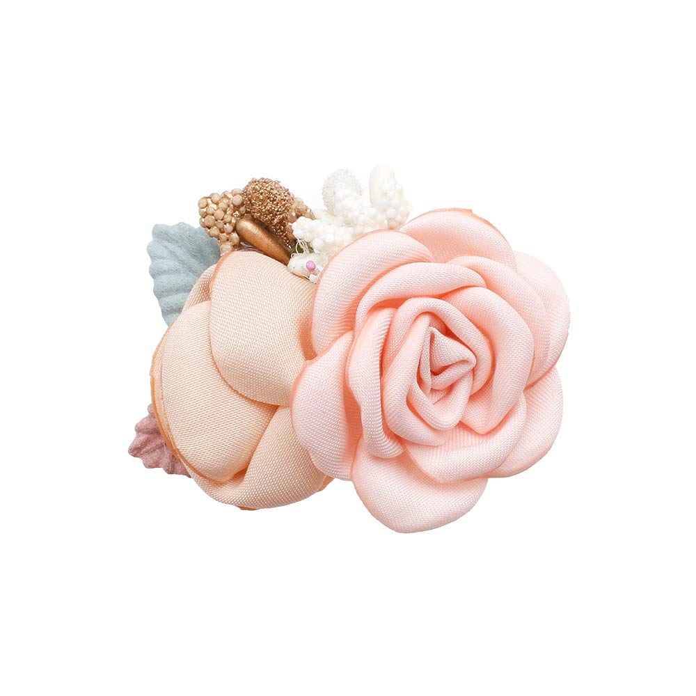 Cherrboll flower hair clip set close-up fabric texture: natural materials.