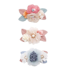 Cherrboll flower hair clips set in pink pattern for newborn and toddler styling.