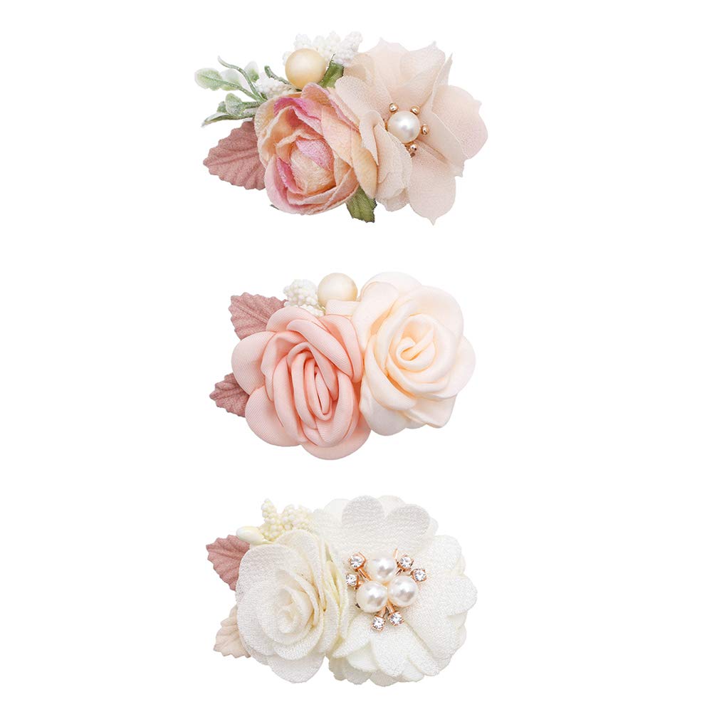 Cherrboll flower hair clip set in pink rose design adds gentle color to baby outfits