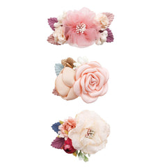 Cherrboll flower hair clip set rose: soft petals for newborn photo props.