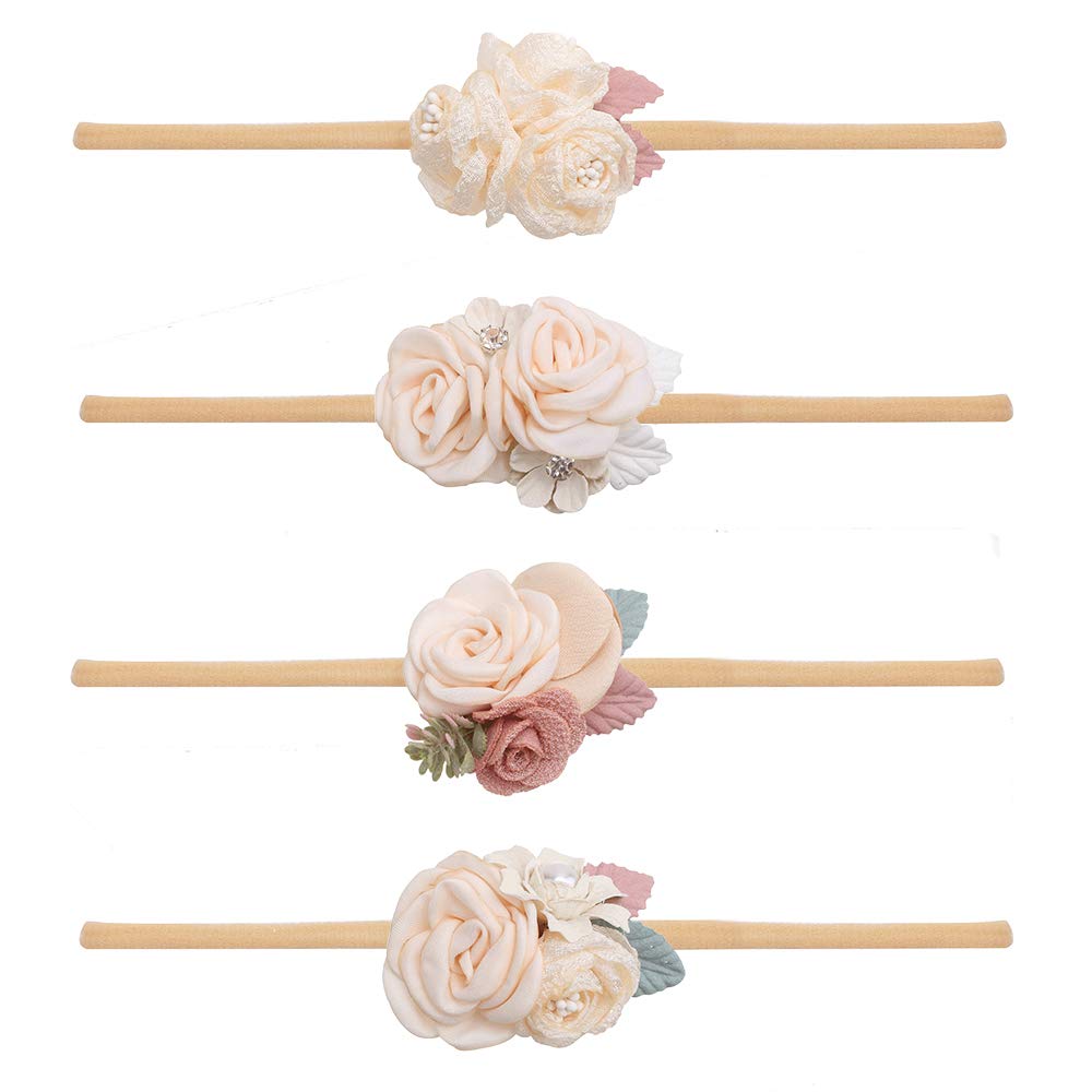 Cherrboll flower headband set in vibrant colors for newborns and toddlers.