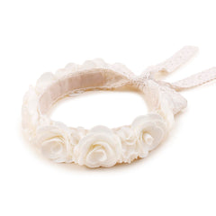Cherrboll flower headband with soft cotton lace for gentle baby comfort.
