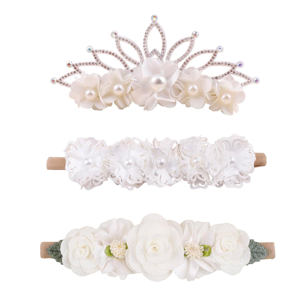 cherrboll flower headbands set closeup reveals soft nylon material and color variety for daily outfits.