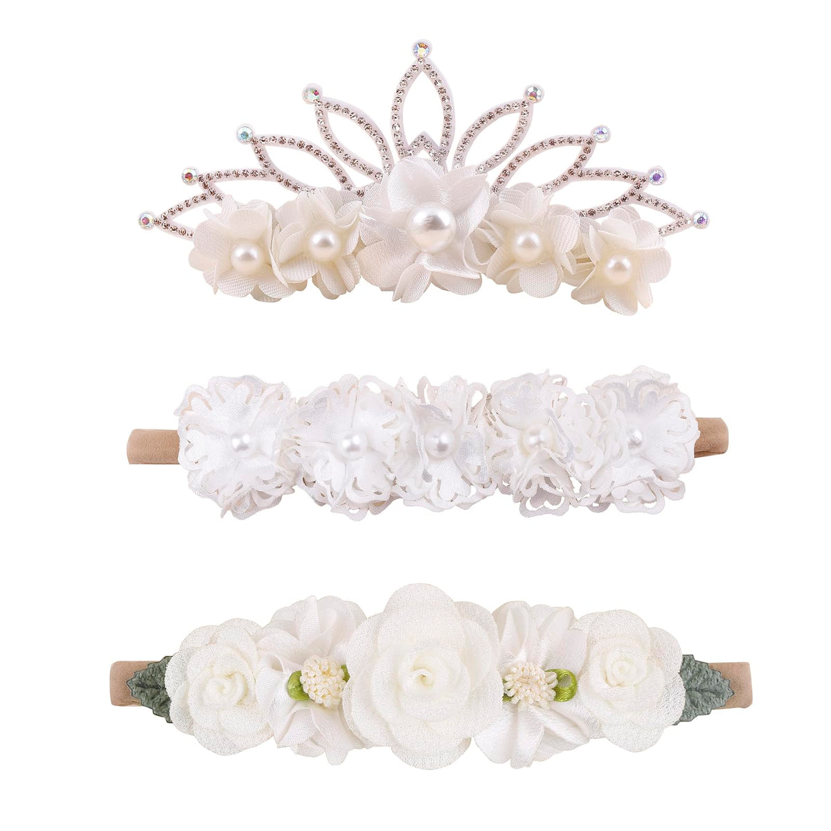 cherrboll flower headbands set closeup reveals soft nylon material and color variety for daily outfits.