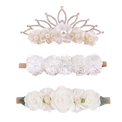 cherrboll flower headbands set closeup reveals soft nylon material and color variety for daily outfits.