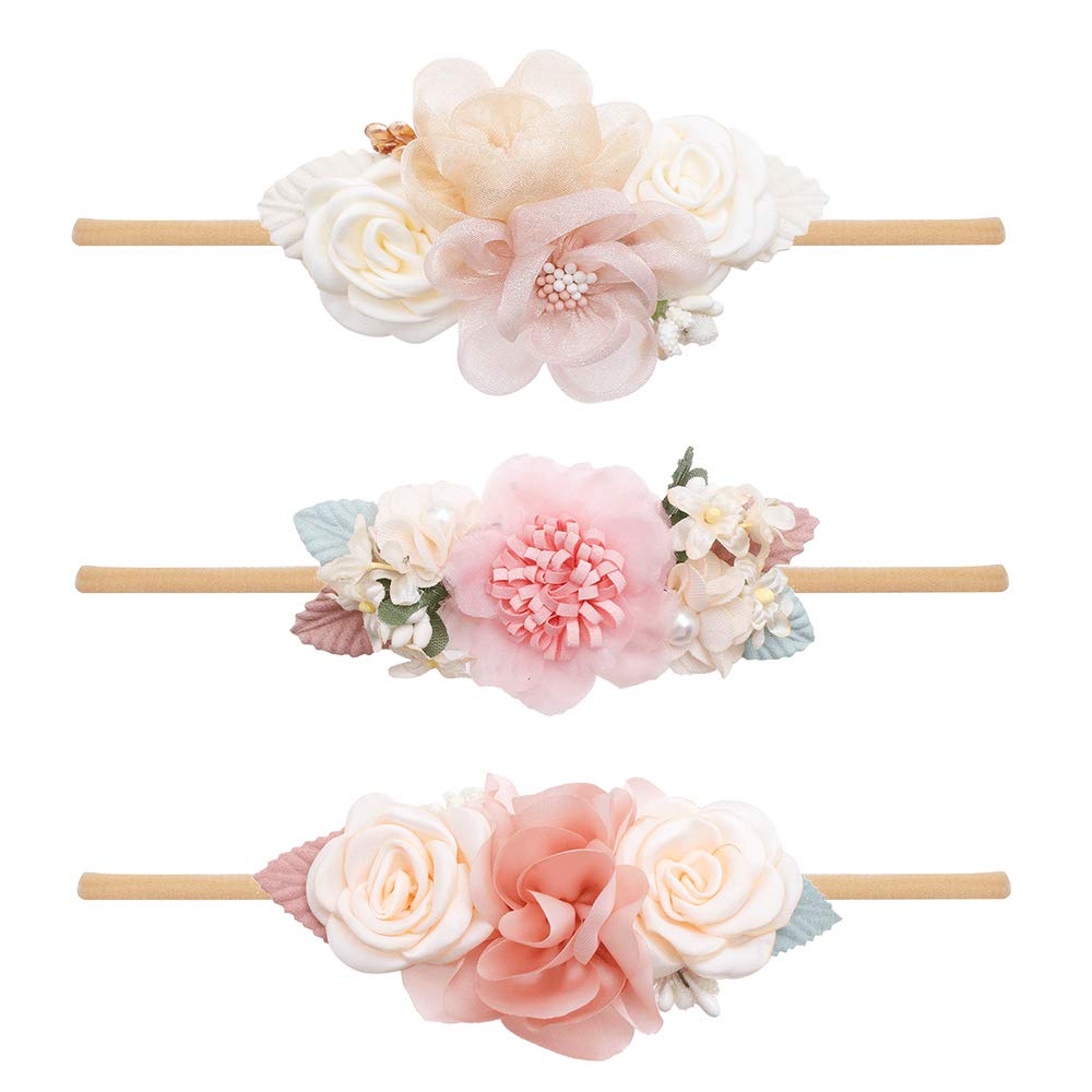 Cherrboll flower headbands set, multi-designs, soft nylon for gentle daily wear.