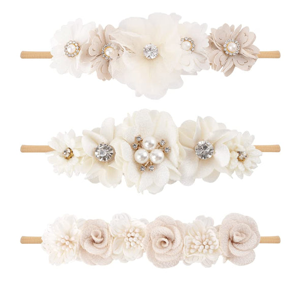 Cherrboll flower headbands for newborns offer ultra-soft nylon and gentle fit.