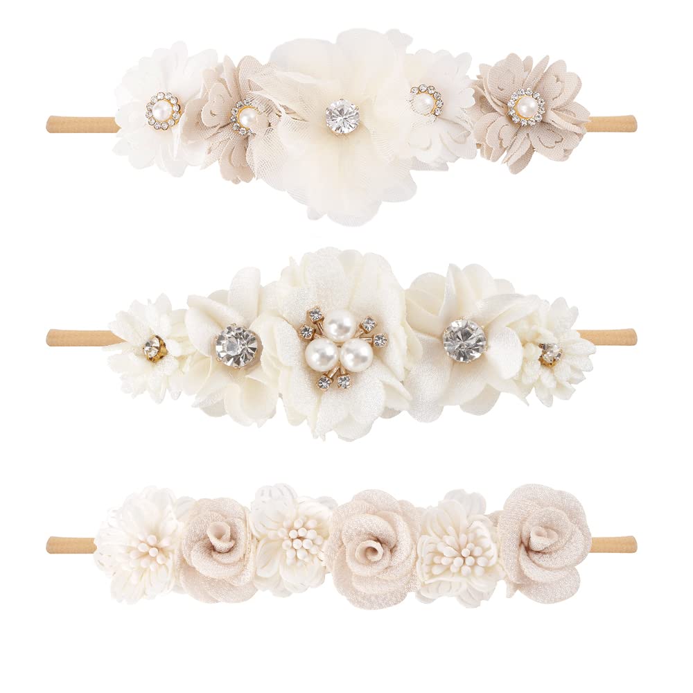 Cherrboll flower headbands for newborns offer ultra-soft nylon and gentle fit.