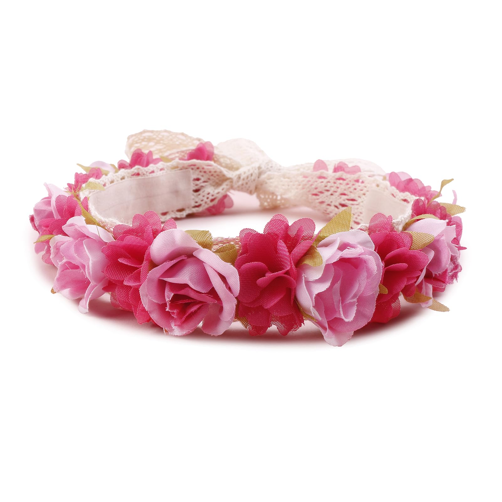 Cherrboll girls flower headband closeup shows soft cotton lace for all-day comfort