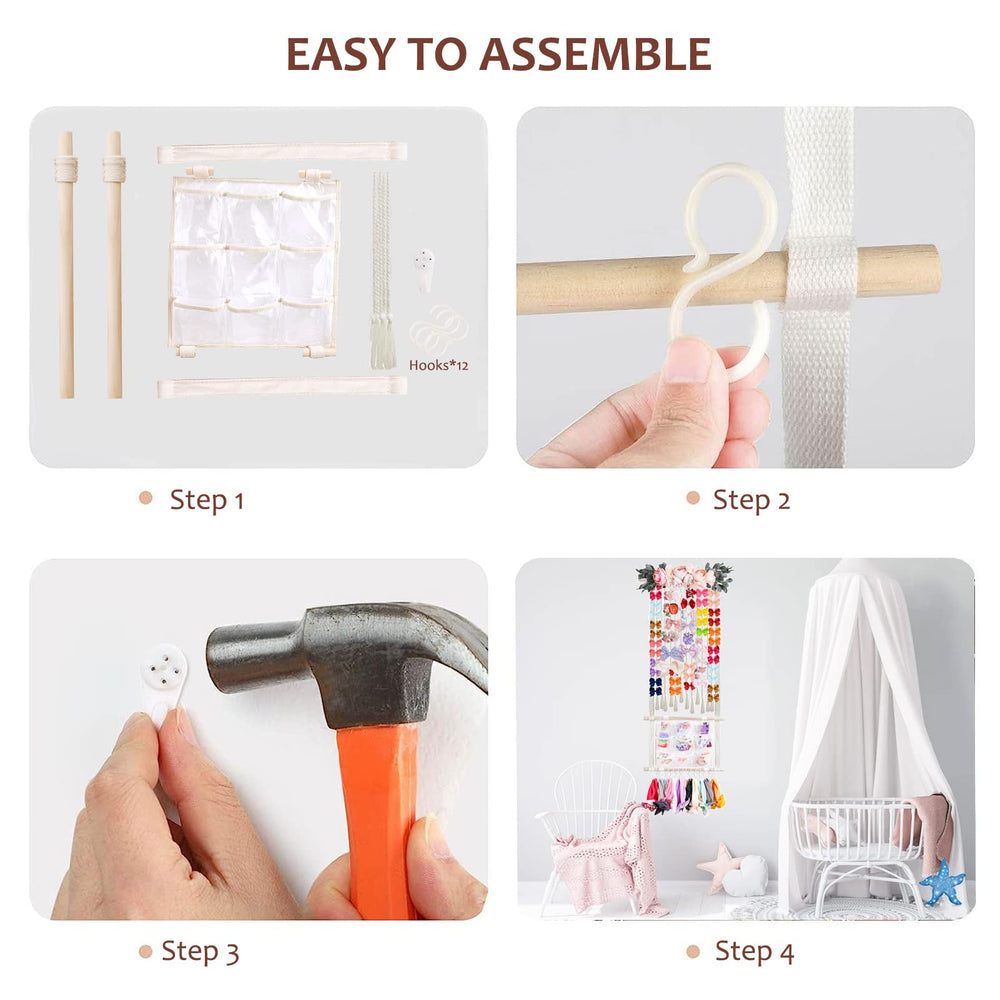 Cherrboll nursery decor bow holder reduces clutter and visual mess.