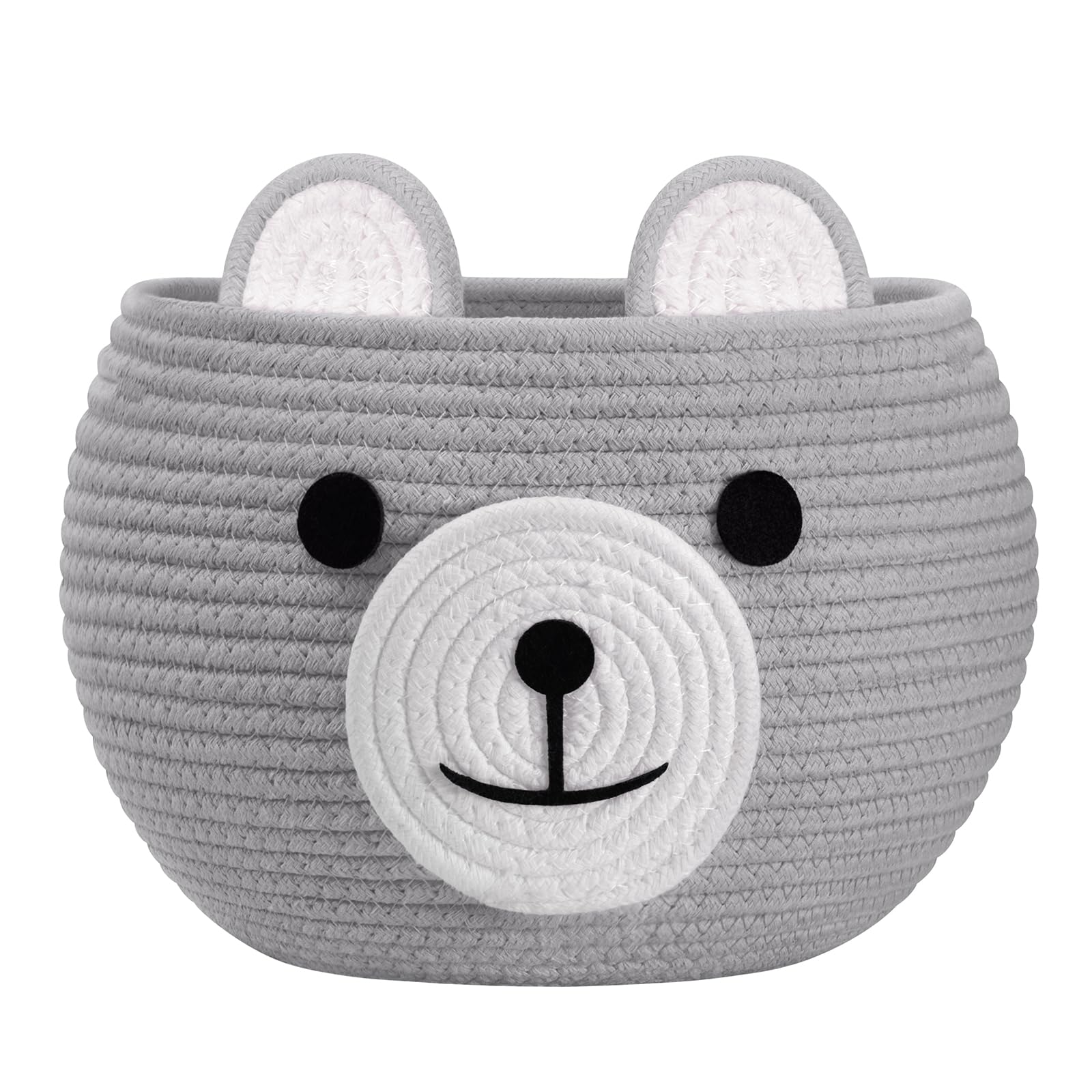 CherryNow bear basket for nursery, stores toys and baby essentials with soft cotton comfort.
