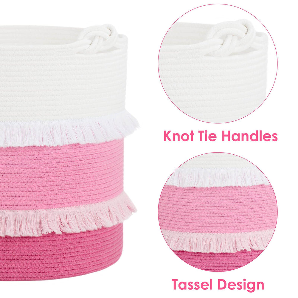CherryNow cotton rope storage bin, sturdy for daily family organizing.