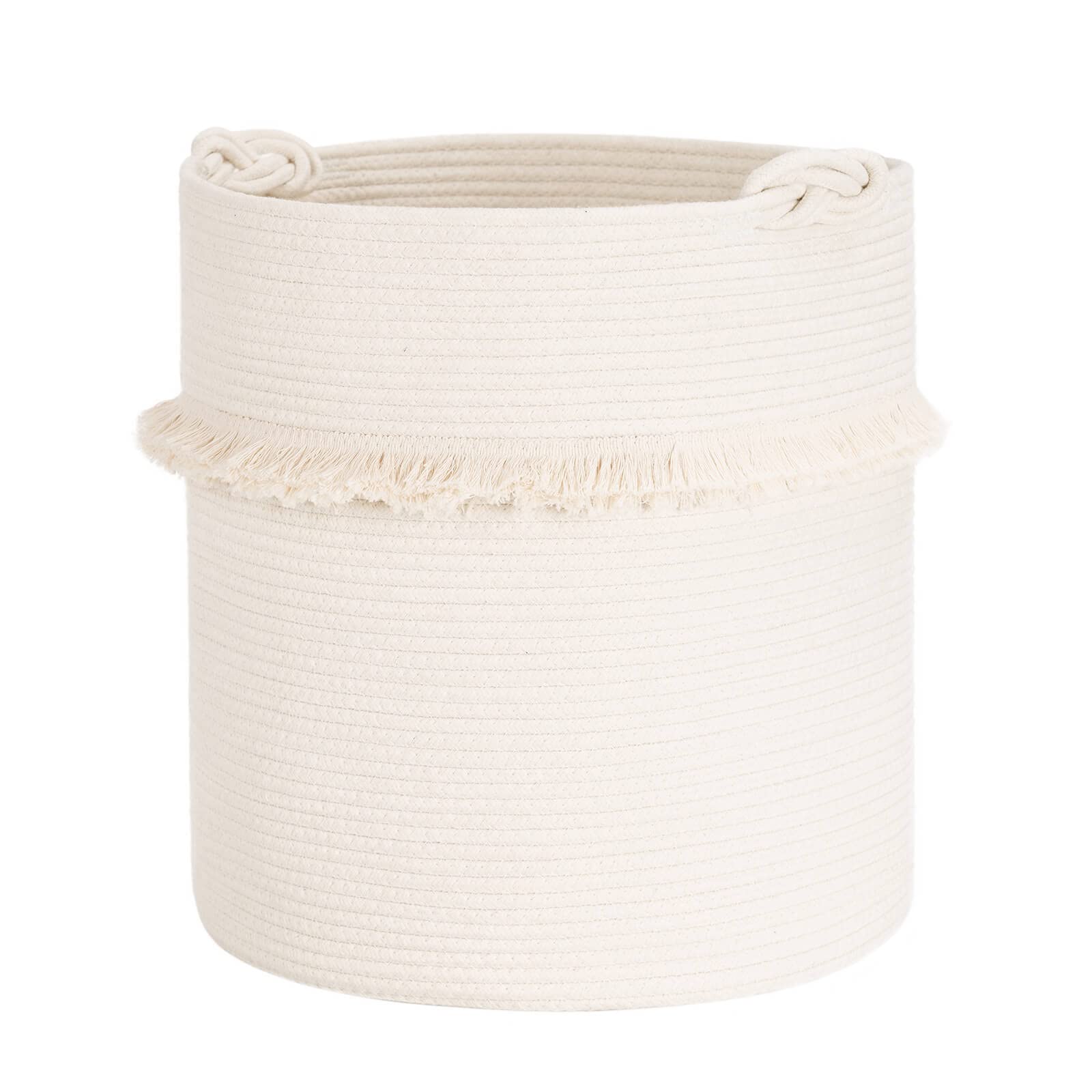 CherryNow extra large rope basket, front view, great for toy and blanket storage.