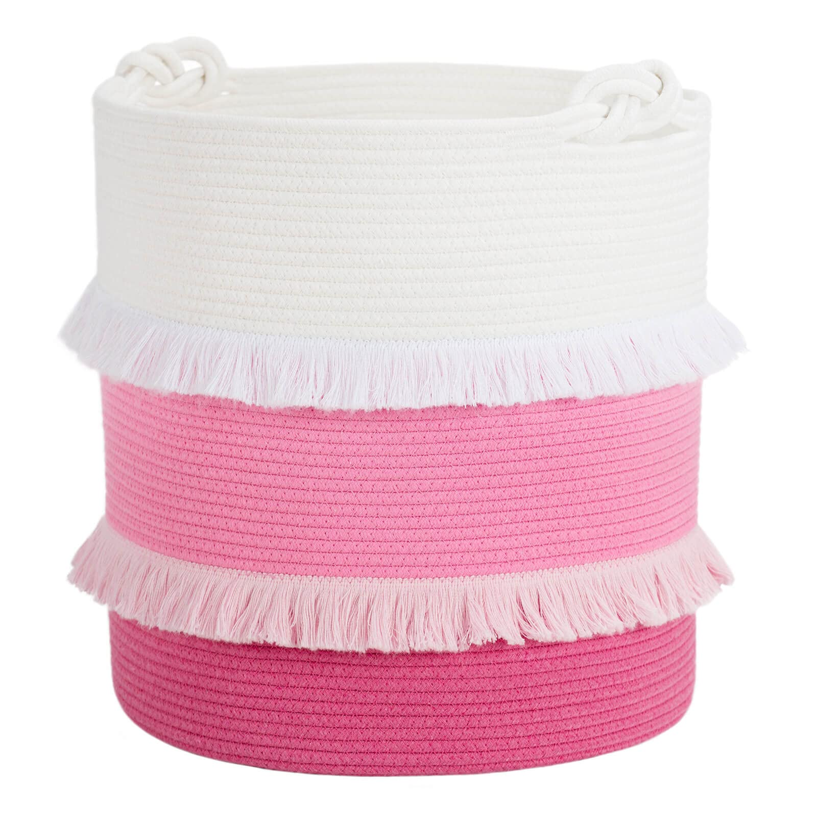 CherryNow extra-large woven basket with cotton rope, ideal for nursery storage.