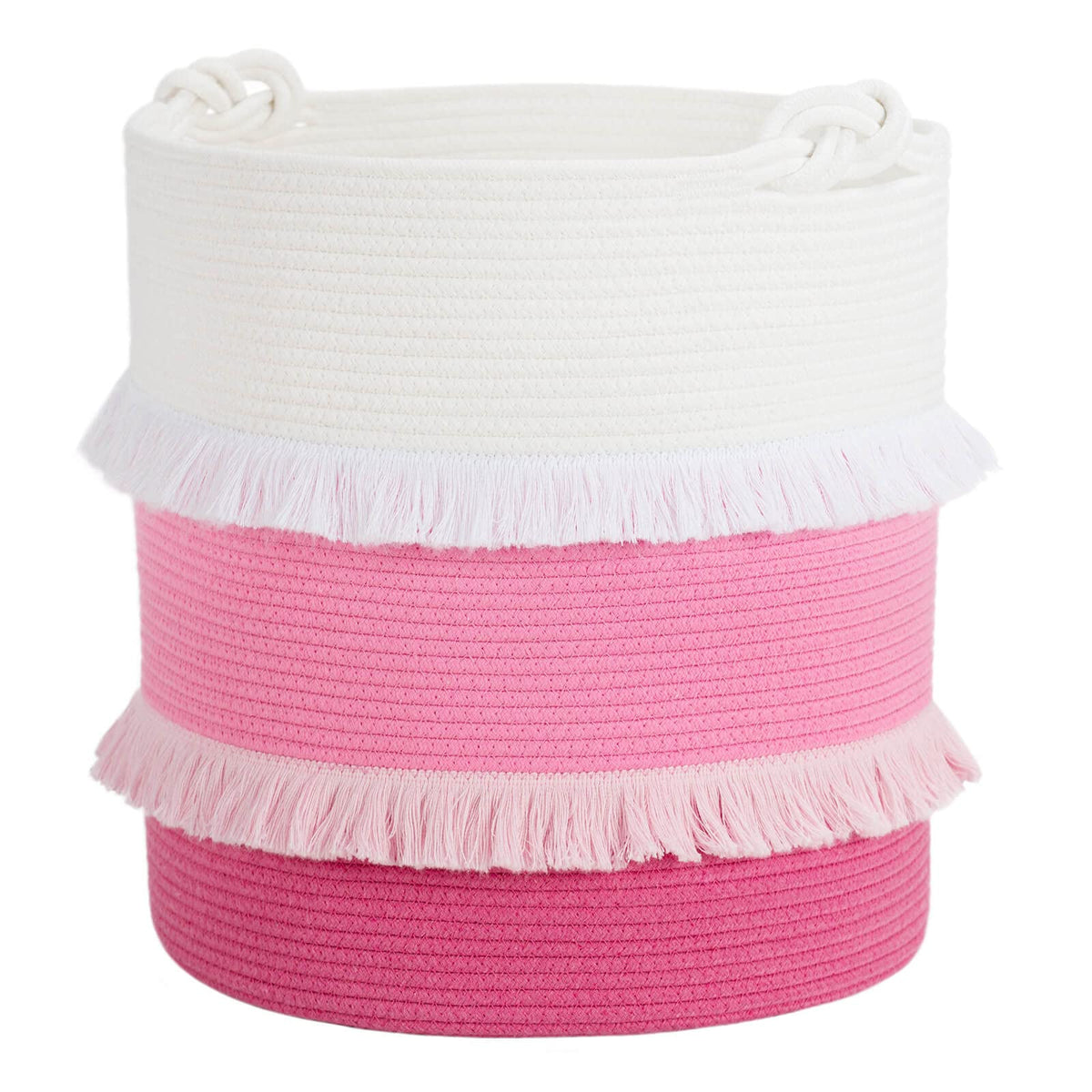 CherryNow extra-large woven basket with cotton rope, ideal for nursery storage.