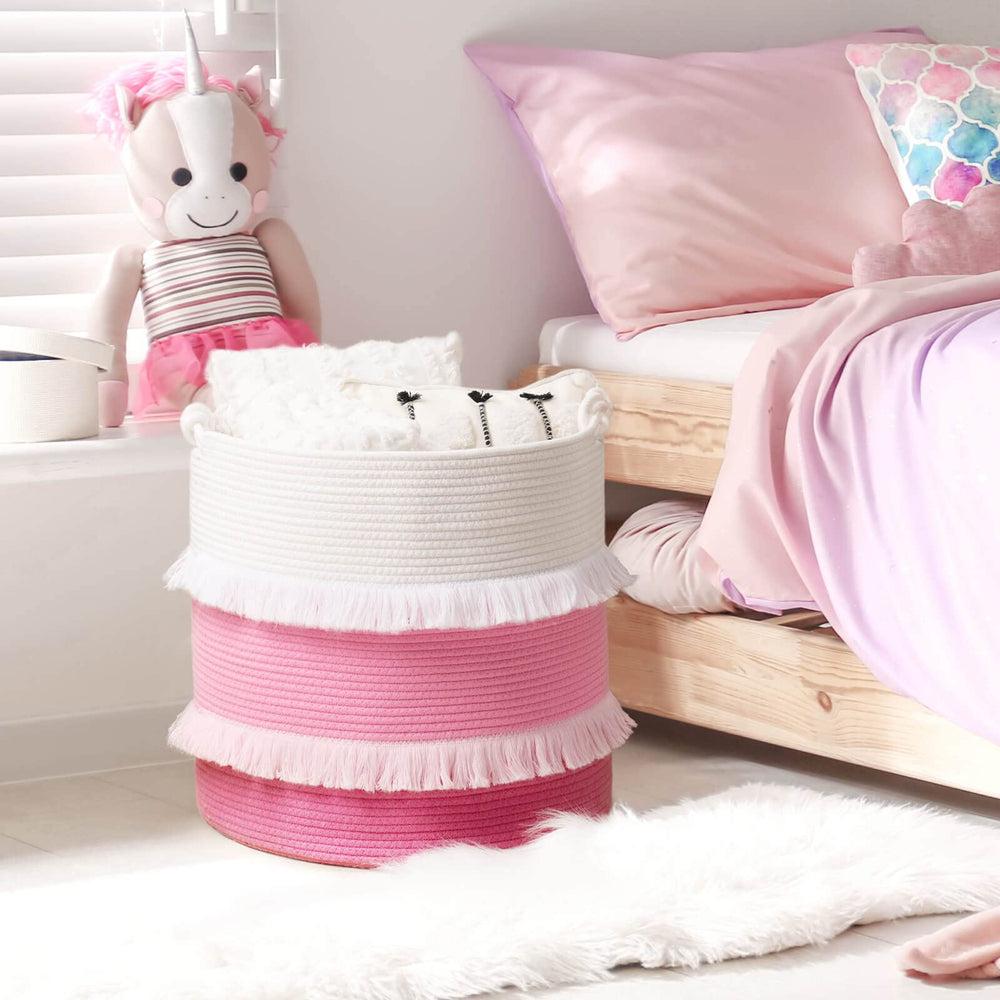 CherryNow basket with knot handles, easy to carry baby laundry between rooms.