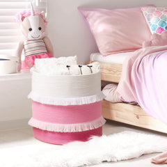 CherryNow basket with knot handles, easy to carry baby laundry between rooms.