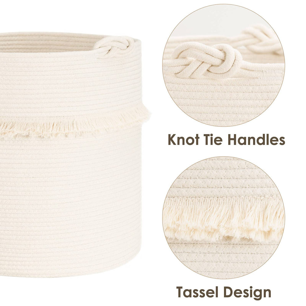 CherryNow rope basket folded storage, lightweight option for quick tidying.