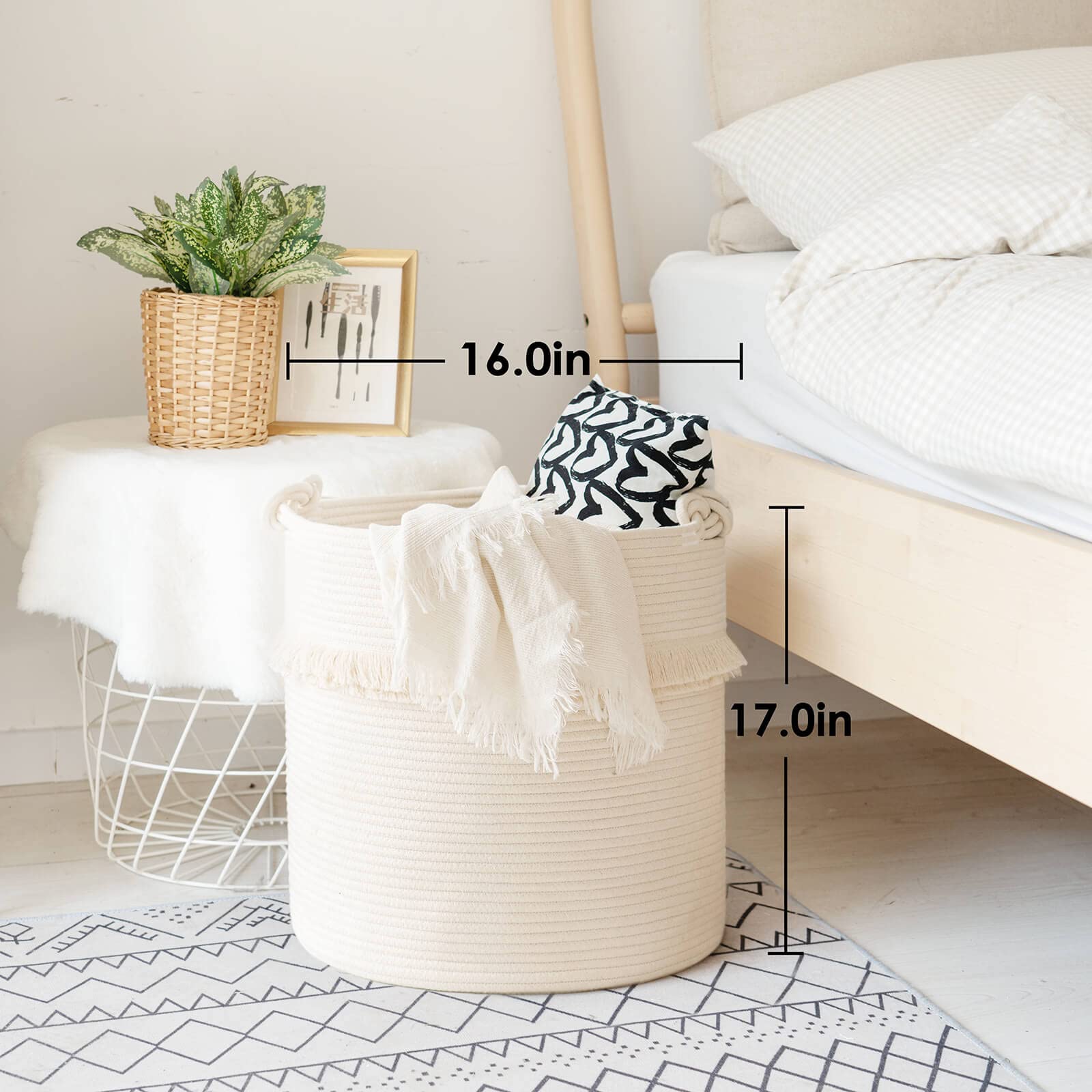 CherryNow rope basket tassel detail, two-layer fringe adds decorative texture.