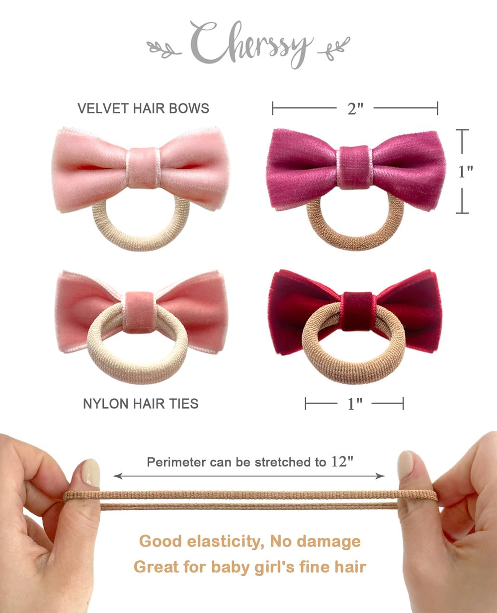 Cherssy velvet baby bow in olive for neutral outfits and comfy fit.