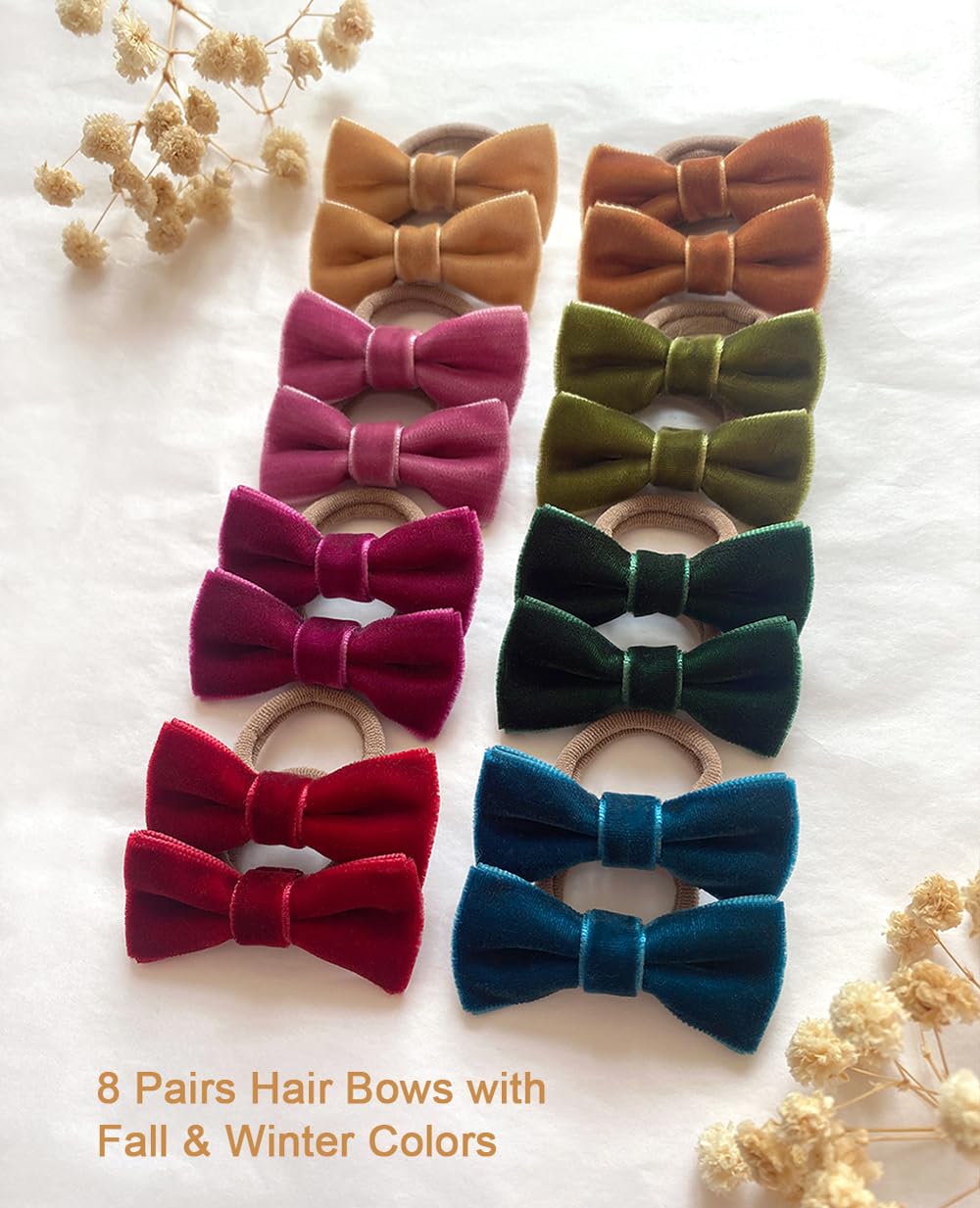Cherssy velvet baby bow in peacock blue for bright school-day looks.