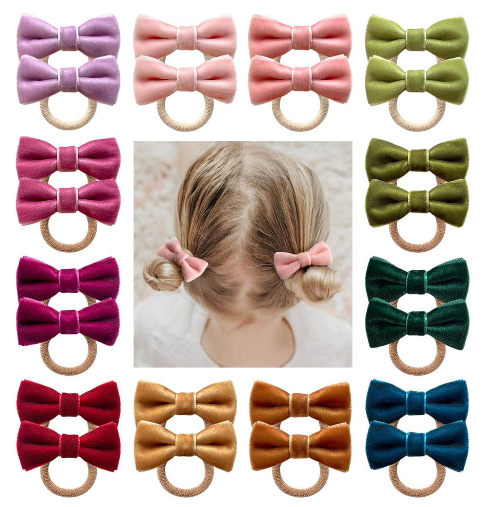 Cherssy velvet baby bow in pink with secure 2-inch size for everyday toddlers.