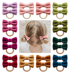Cherssy velvet baby bow in pink with secure 2-inch size for everyday toddlers.