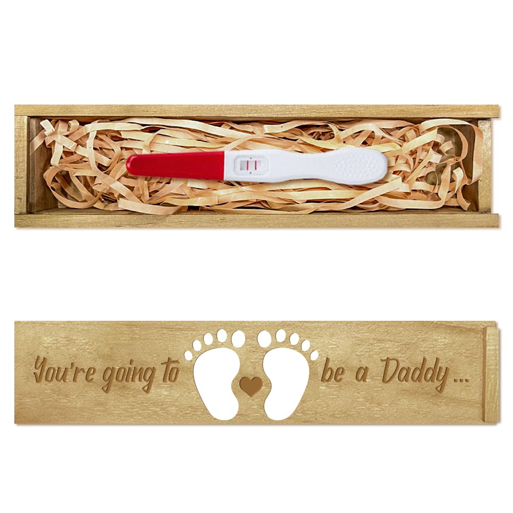 CHGCRAFT pregnancy test keepsake box engraved with feet and heart for a joyful announcement.