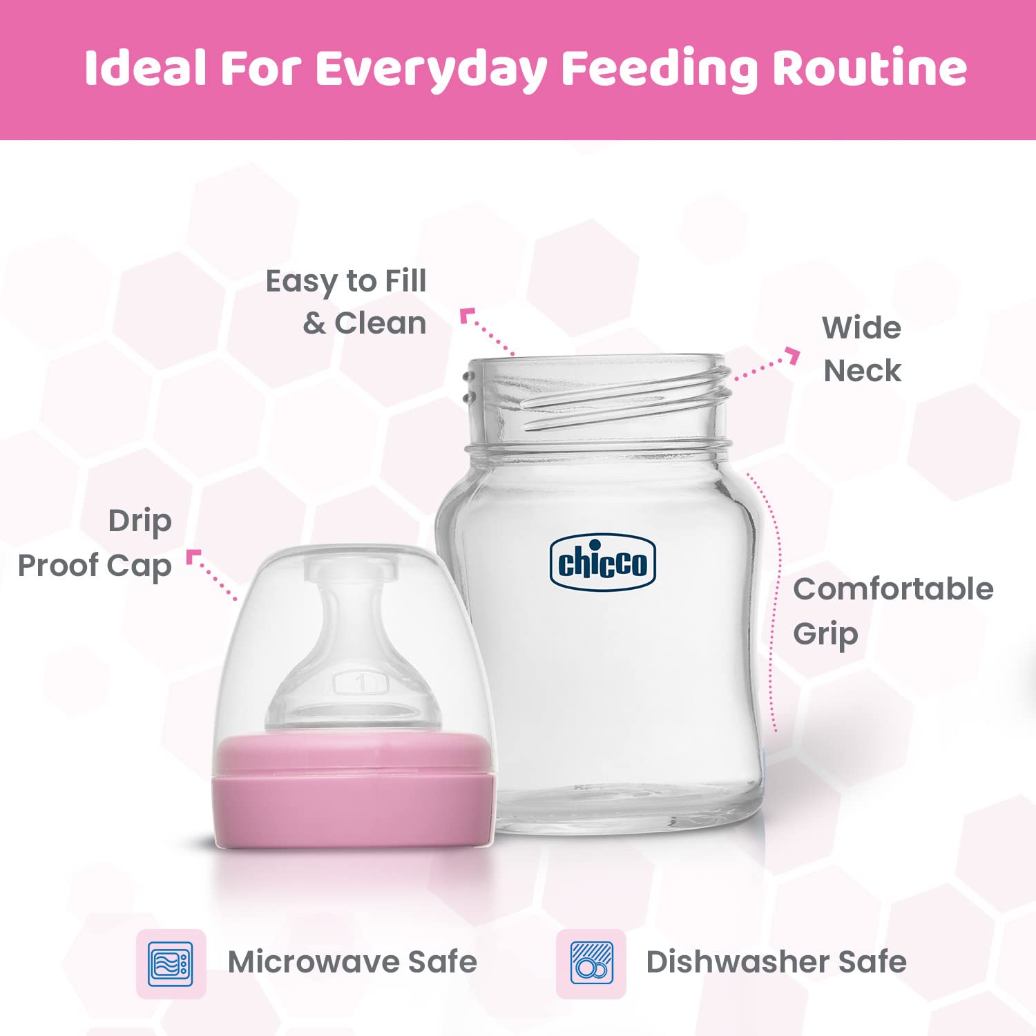 Chicco Well-Being 120ml easy-grip ergonomic bottle for parent and baby comfort.