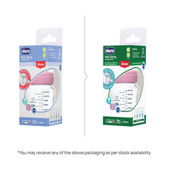 Chicco Well-Being glass bottle 120ml wide neck aids easy filling and cleaning.