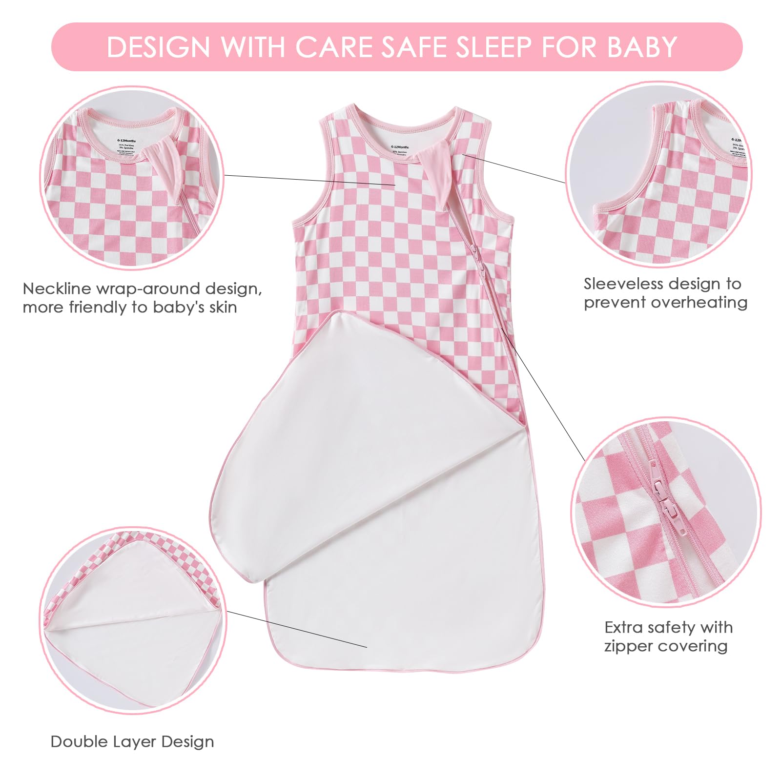 Chichoo rayon sleep sack checkerboard pattern highlights stylish, cozy warmth