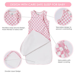 Chichoo rayon sleep sack checkerboard pattern highlights stylish, cozy warmth