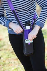 Durable ChicoBag Bottle Sling Amethyst carrying a 12–64 oz bottle in daily use