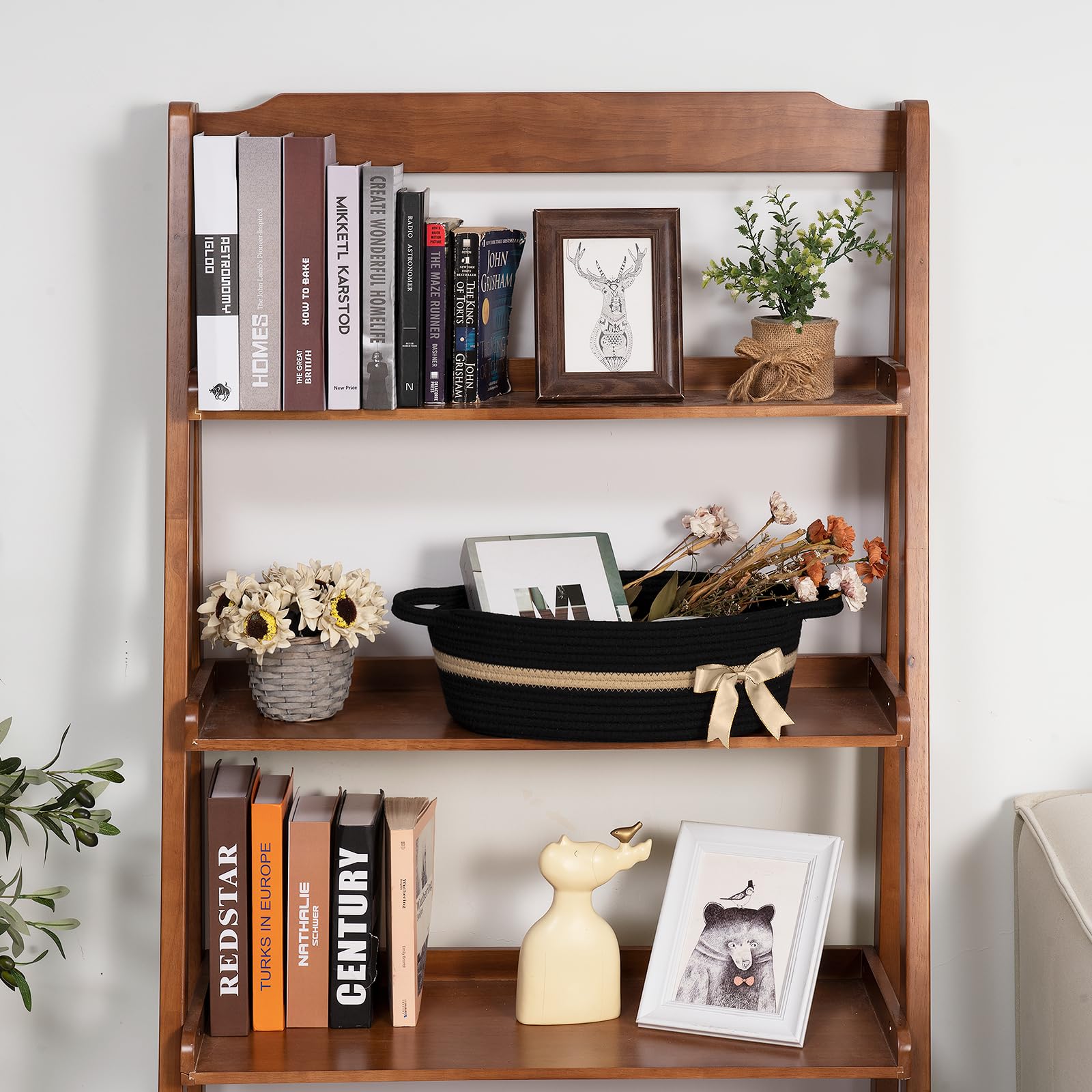CHICVITA basket on shelf storage enhances organization and visual appeal.