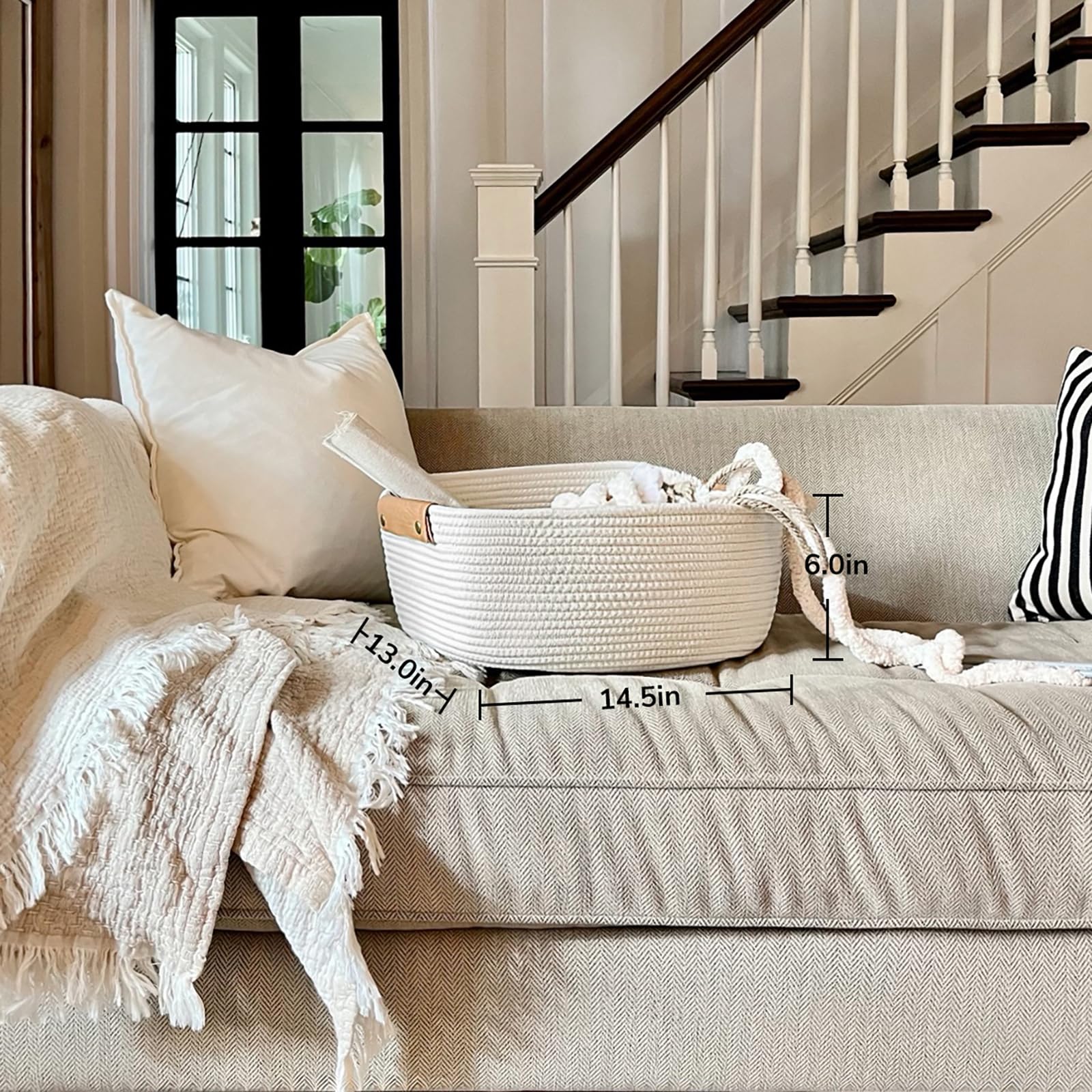 CHICVITA cotton rope basket durable storage for towels and textiles