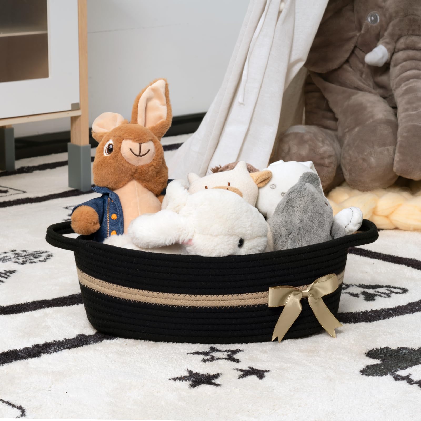 CHICVITA decorative toy diaper organizer basket supports easy cleanup and neat rooms.