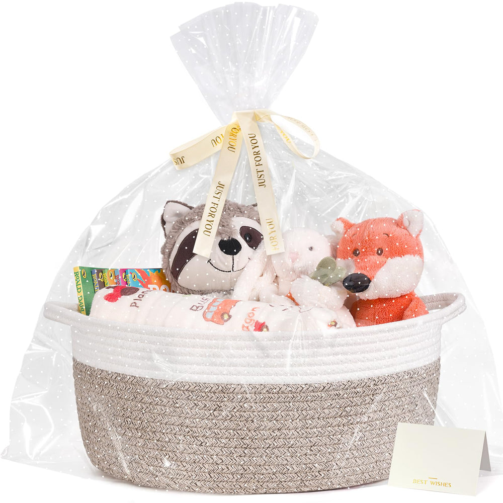 CHICVITA gift basket empty to fill with rope decor, ideal for baby gifts and home organization