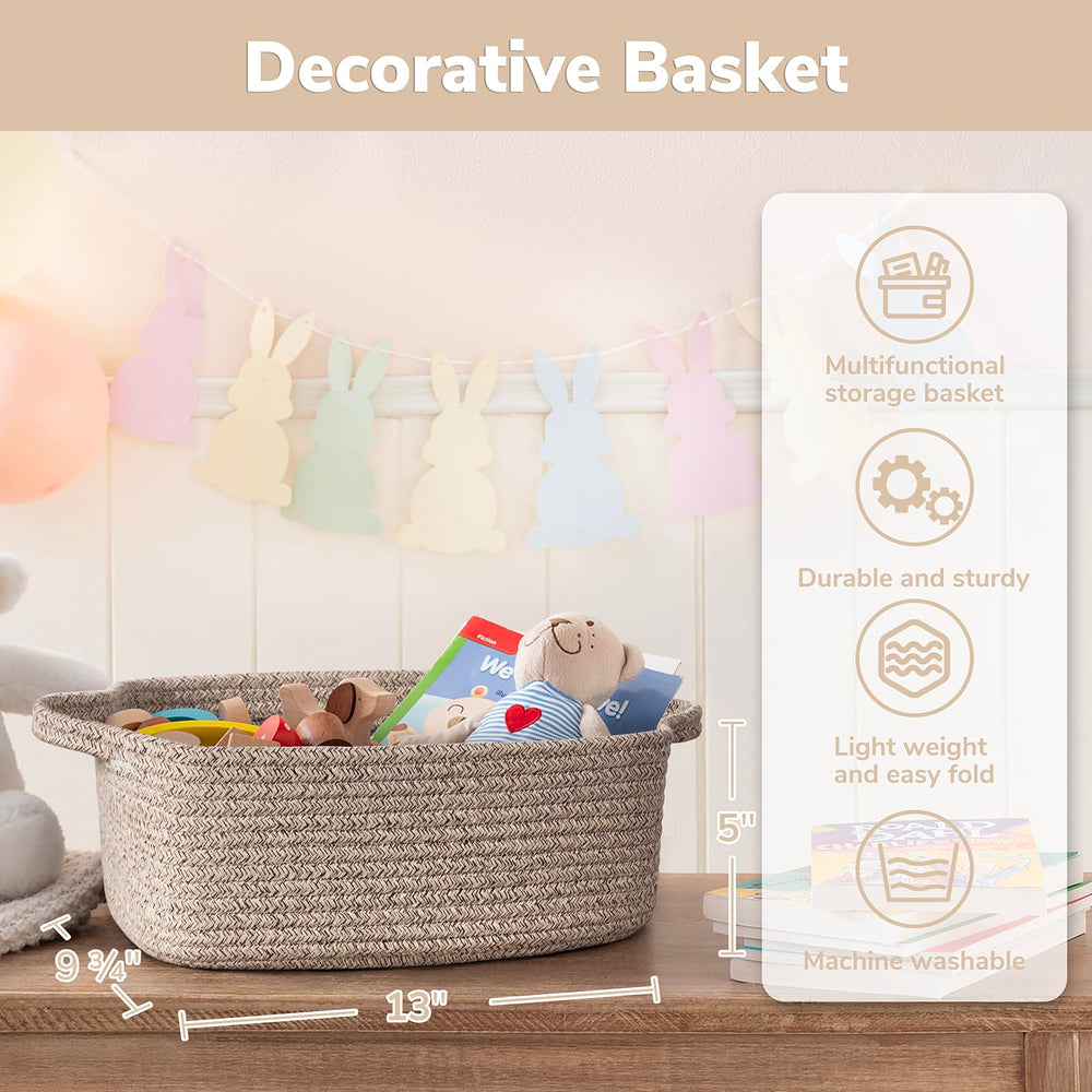 CHICVITA machine-washable cotton rope basket for easy cleaning.